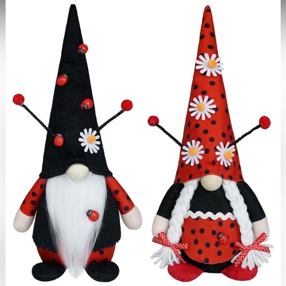 2Pack Spring Ladybug Gnomes Decorations
